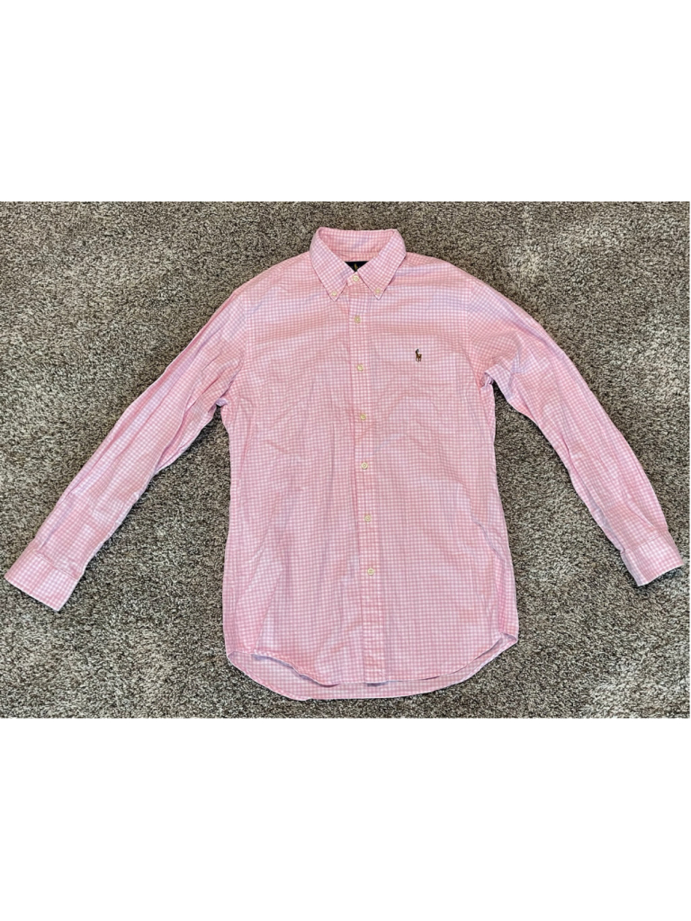 Polo Ralph Lauren Classic Fit Gingham Button Down Shirt, Pink/White, Size M, EUC